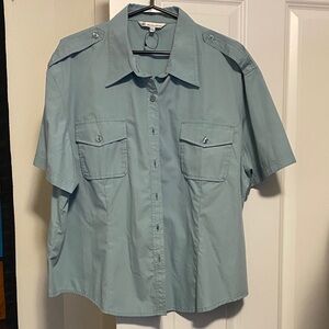 Women's Light Blue Button-Up Blouse